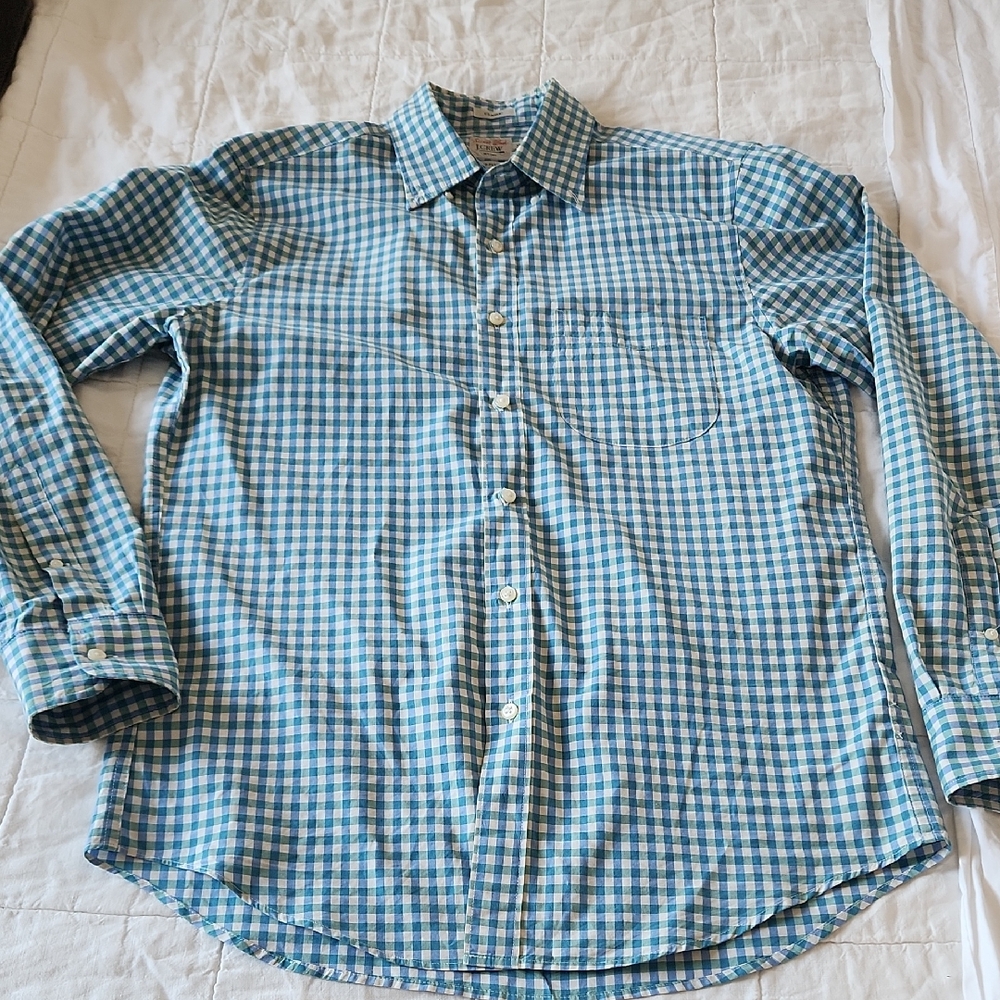 J. Crew Blue and White Casual Button Down Shirt